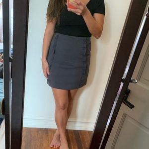 Loft | Charcoal Gray Ruffle Front Mini Skirt S